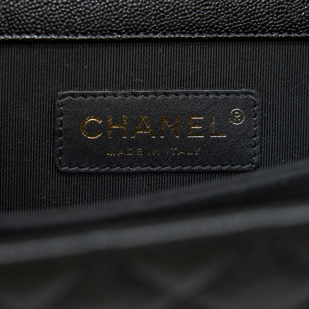 CHANEL VERTICAL BOY BAG CARVIAR LARGE BLACK GHW