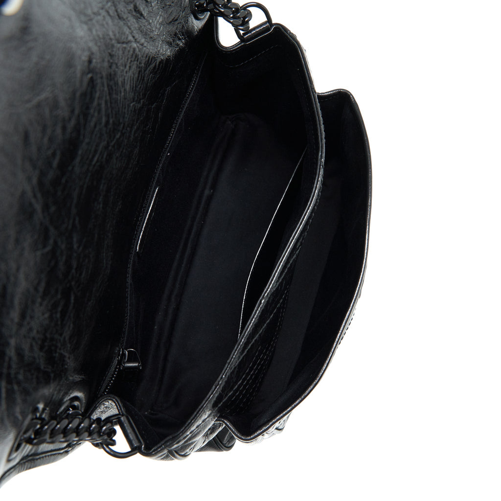 SAINT LAURENT NIKI LARGE BAG IN BLACK AND BLACK HARDWARE