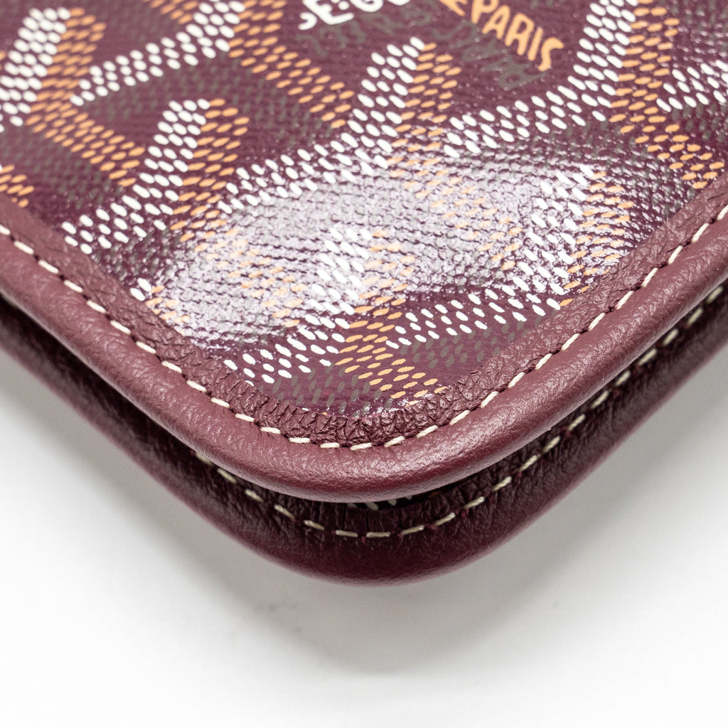 GOYARD PLUMET WALLET CLUTCH GOYARDINE CANVAS/LEATHER BURGUNDY SHW