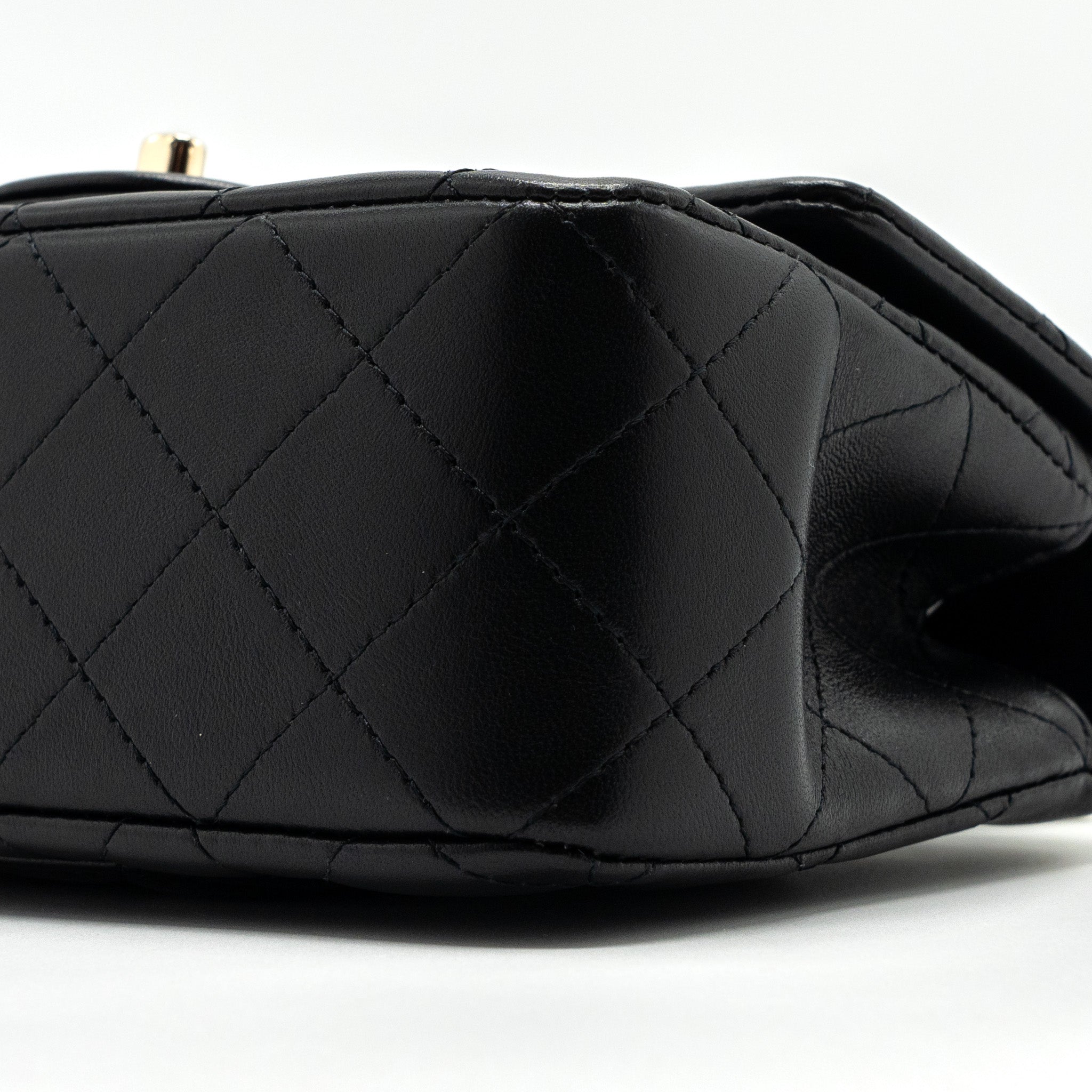 CHANEL TOP HANDLE MINI RECTANGULAR FLAP BAG LAMBSKIN BLACK LGHW (MICROCHIP )