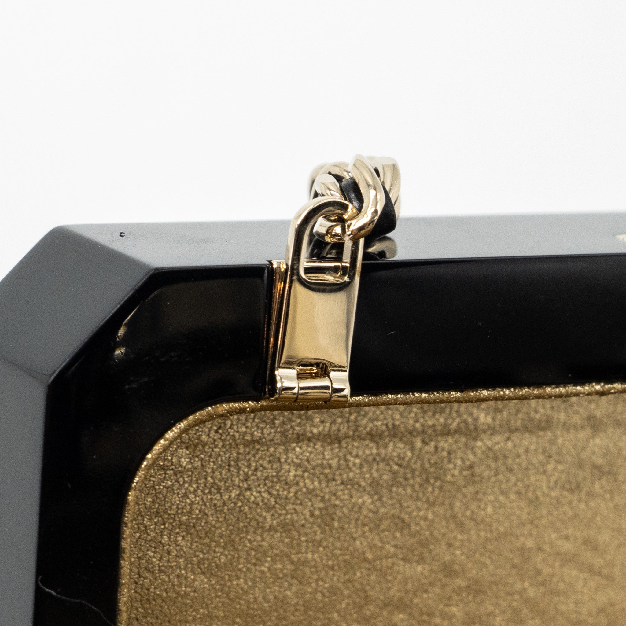 CHANEL 17A PERFUME BOTTLE CLUTCH EVENING BAG BLACK / BRONZE LGHW