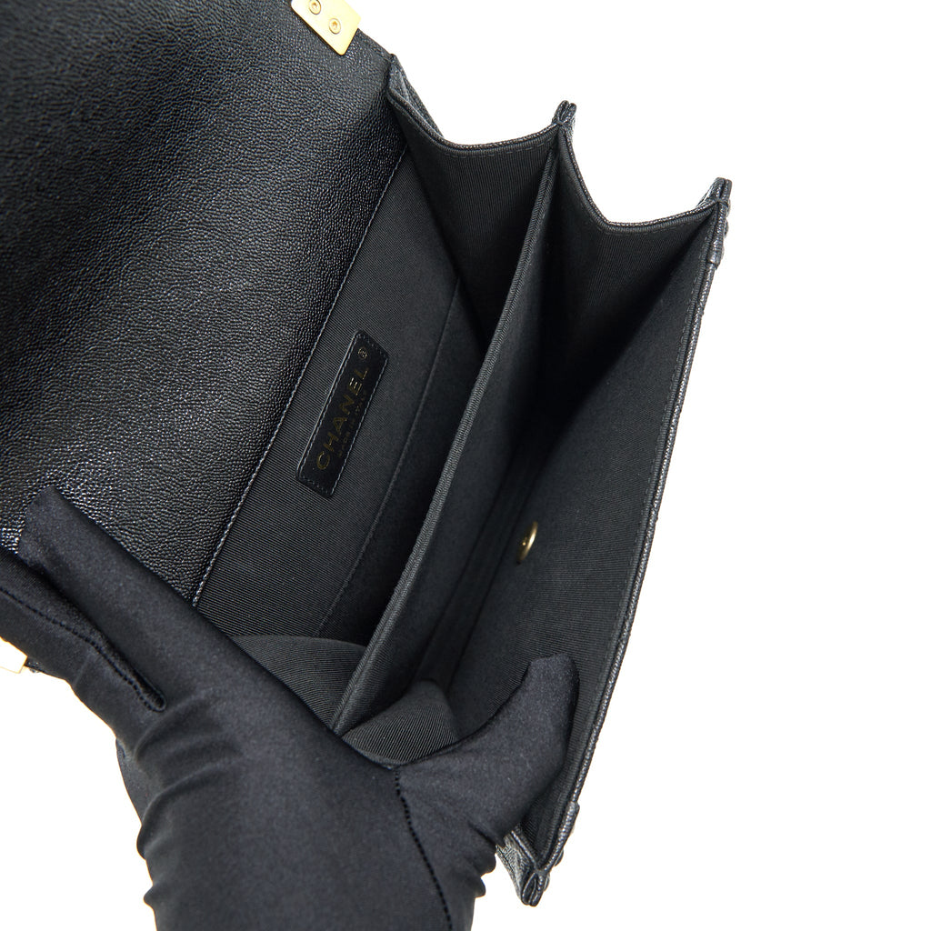 CHANEL VERTICAL BOY BAG CARVIAR LARGE BLACK GHW