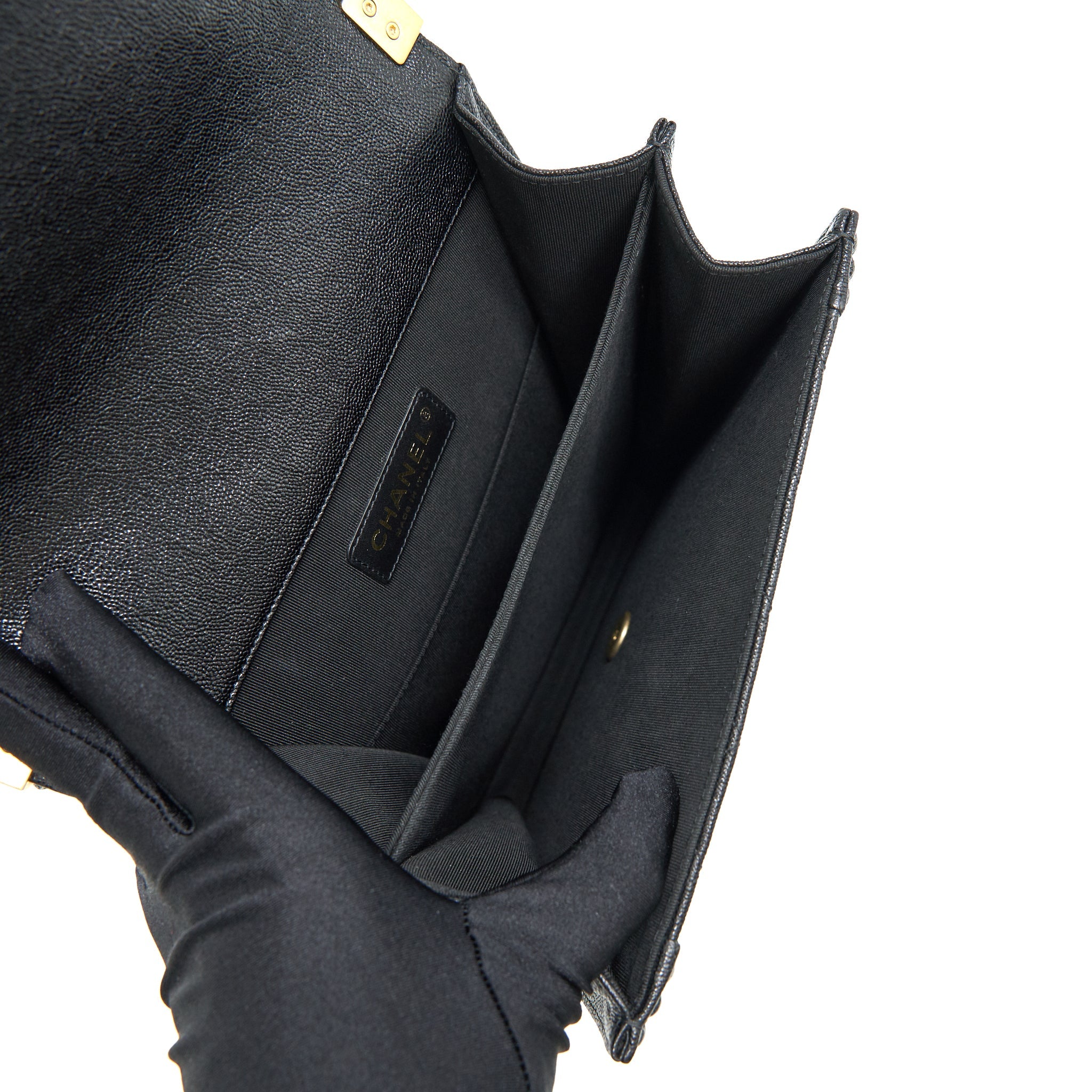 CHANEL VERTICAL BOY BAG CARVIAR LARGE BLACK GHW