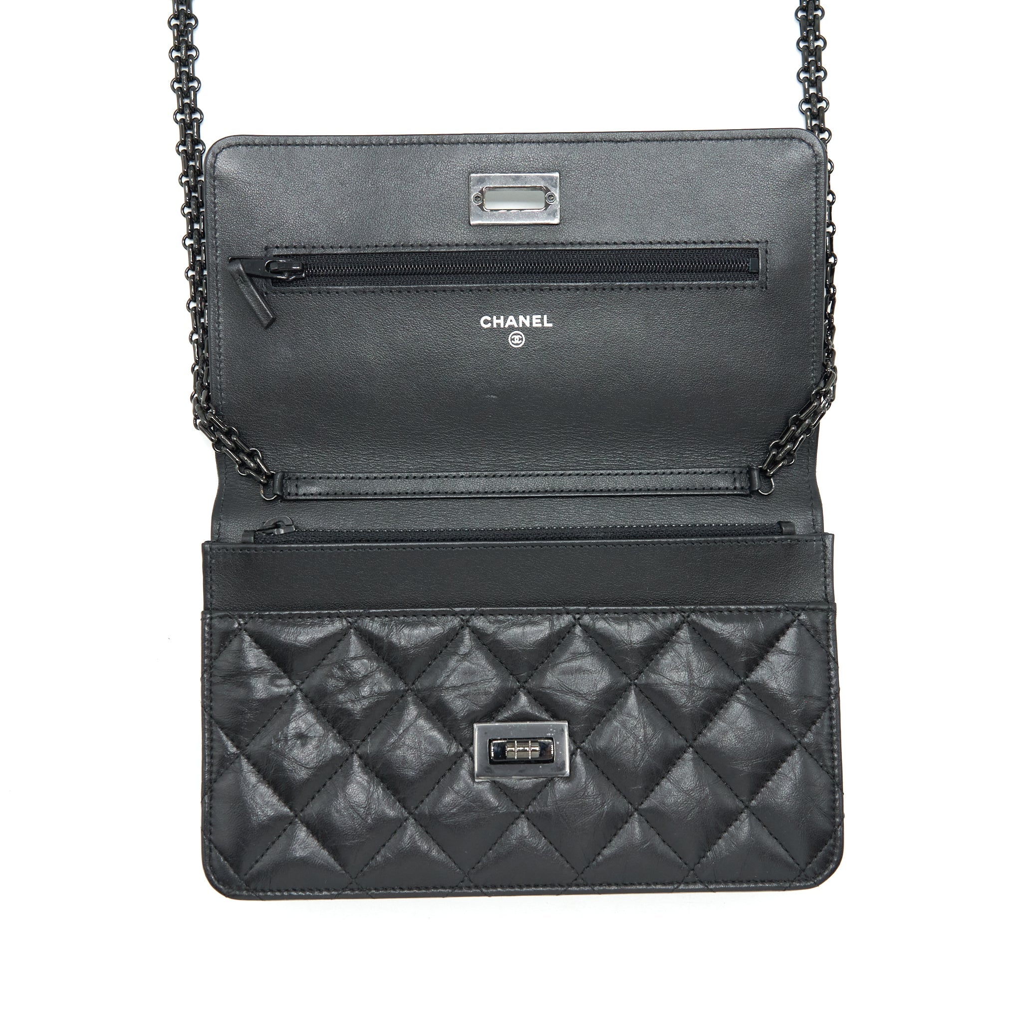 CHANEL REISSUE WALLET ON CHAIN AGED CALFSKIN BLACK WITH BLACK HARDWARE
