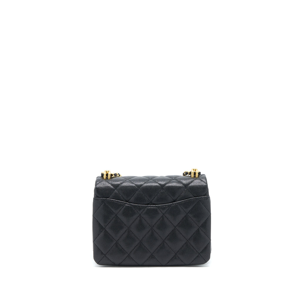 CHANEL 22K COCO FIRST FLAP BAG GRAINED CALFSKIN BLACK GHW(MICROCHIP)