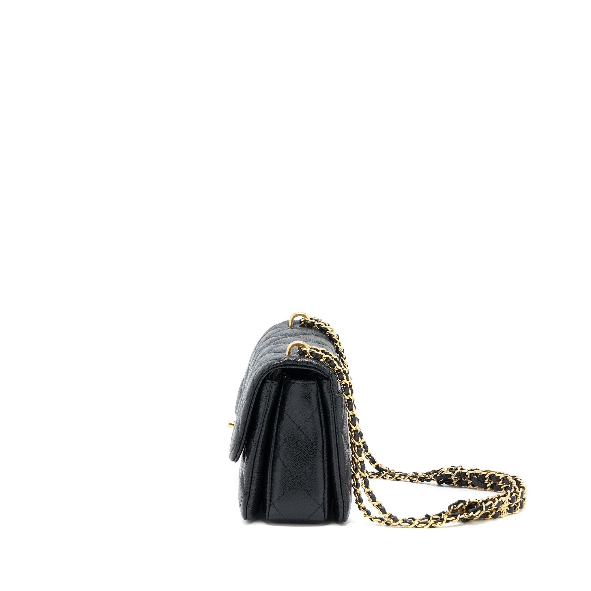 CHANEL 22K COCO FIRST FLAP BAG GRAINED CALFSKIN BLACK GHW(MICROCHIP)