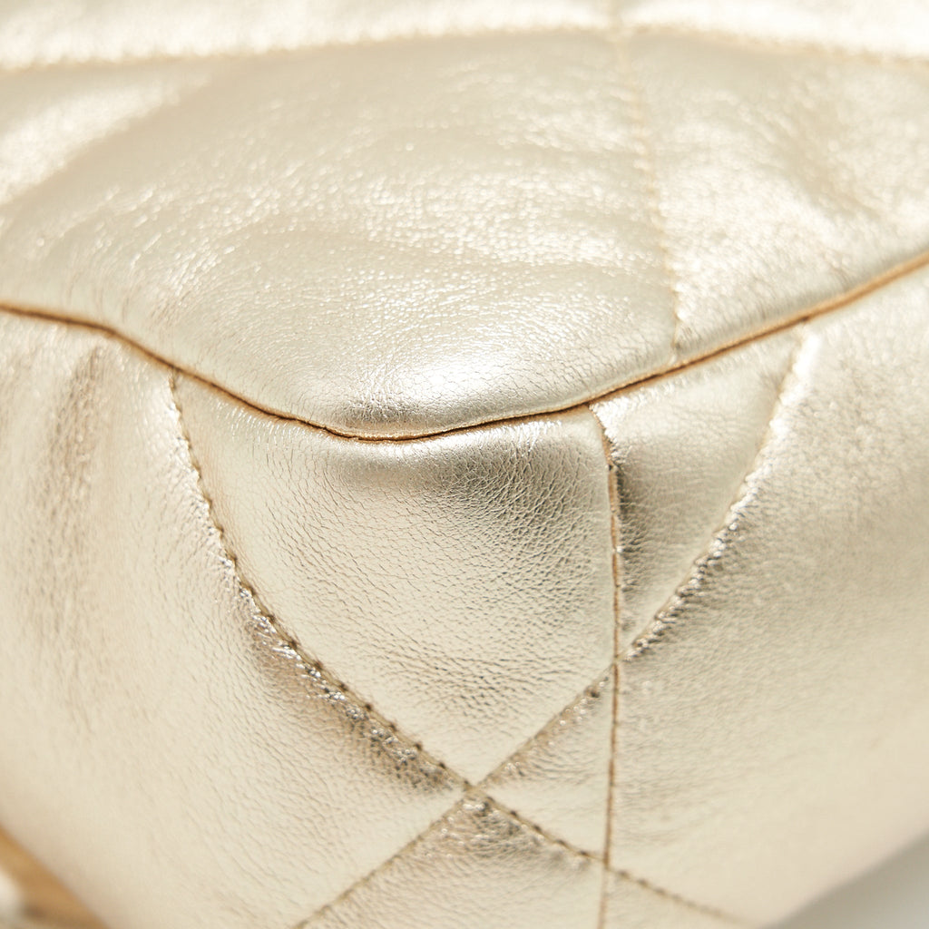 CHANEL SMALL 19 BAG GOLD COLOR WITH GOLD/ SILVER HARDWARE