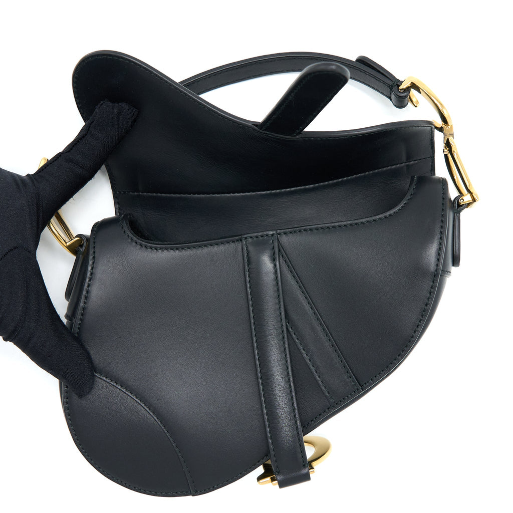 DIOR MINI SADDLE BAG CALFSKIN BLACK GHW