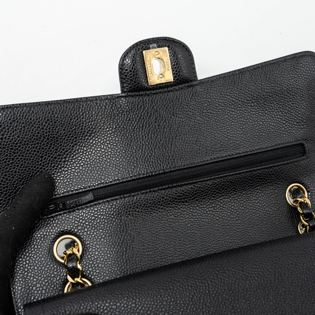 CHANEL MEDIUM CLASSIC DOUBLE FLAP BAG CAVIAR BLACK GHW
