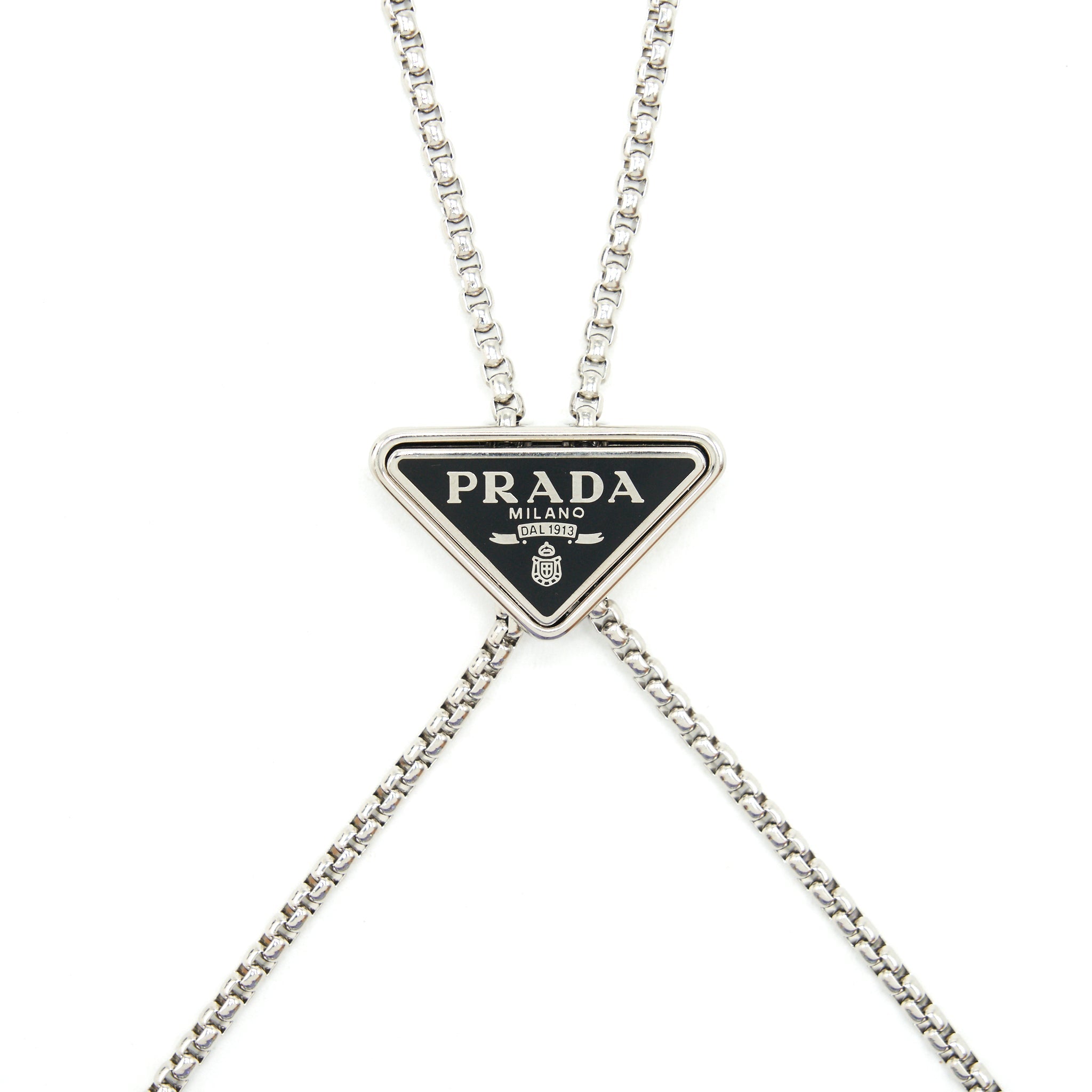 PRADA CRYSTAL CARD HOLDER WITH CHAIN BLACK