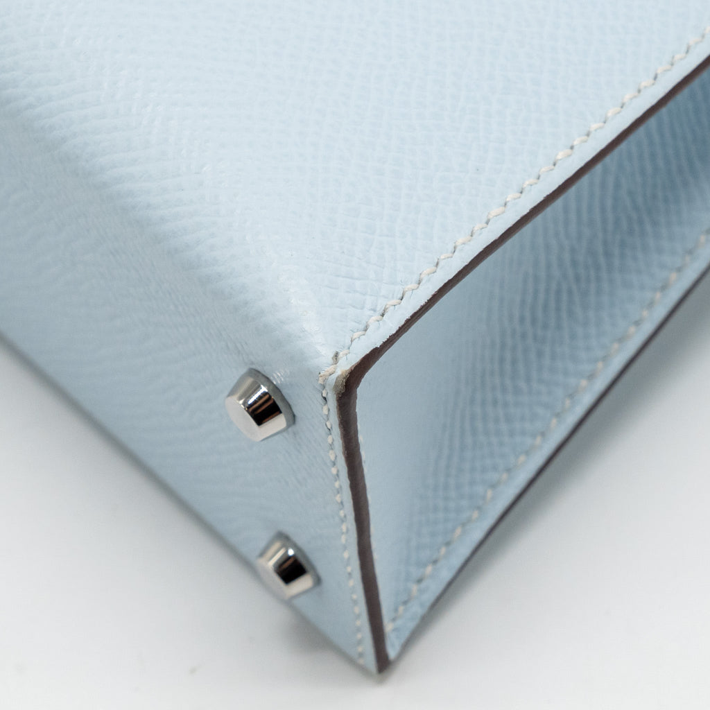 HERMES MINI KELLY EPSOM BLEU BRUME/VERT JADE/GOLD SHW