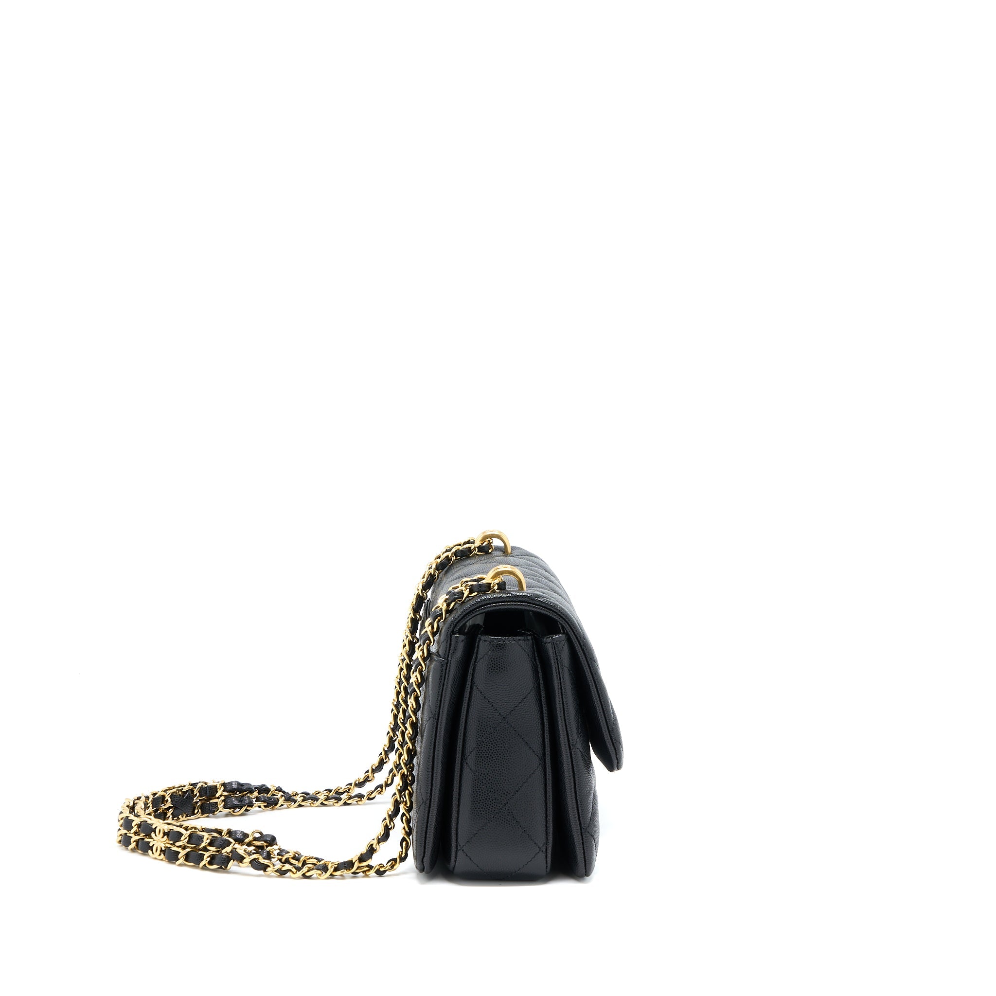 CHANEL 22K COCO FIRST FLAP BAG GRAINED CALFSKIN BLACK GHW(MICROCHIP)