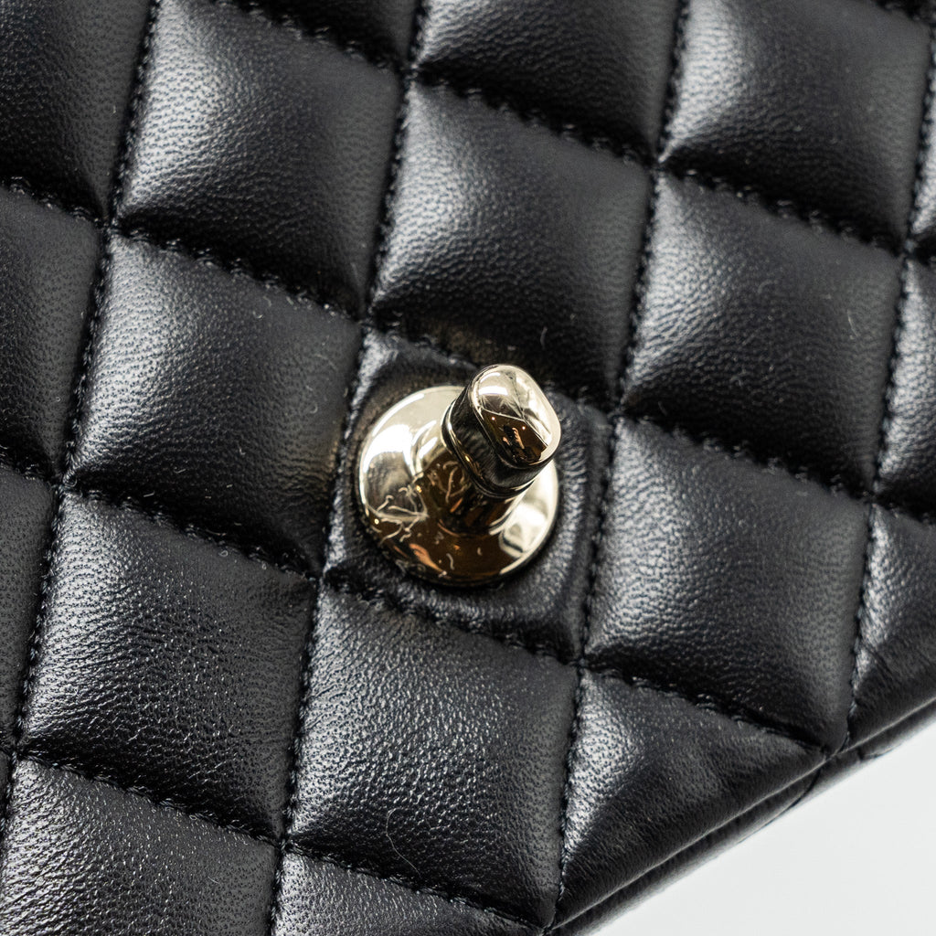 CHANEL TOP HANDLE MINI RECTANGULAR FLAP BAG LAMBSKIN BLACK LGHW (MICROCHIP)