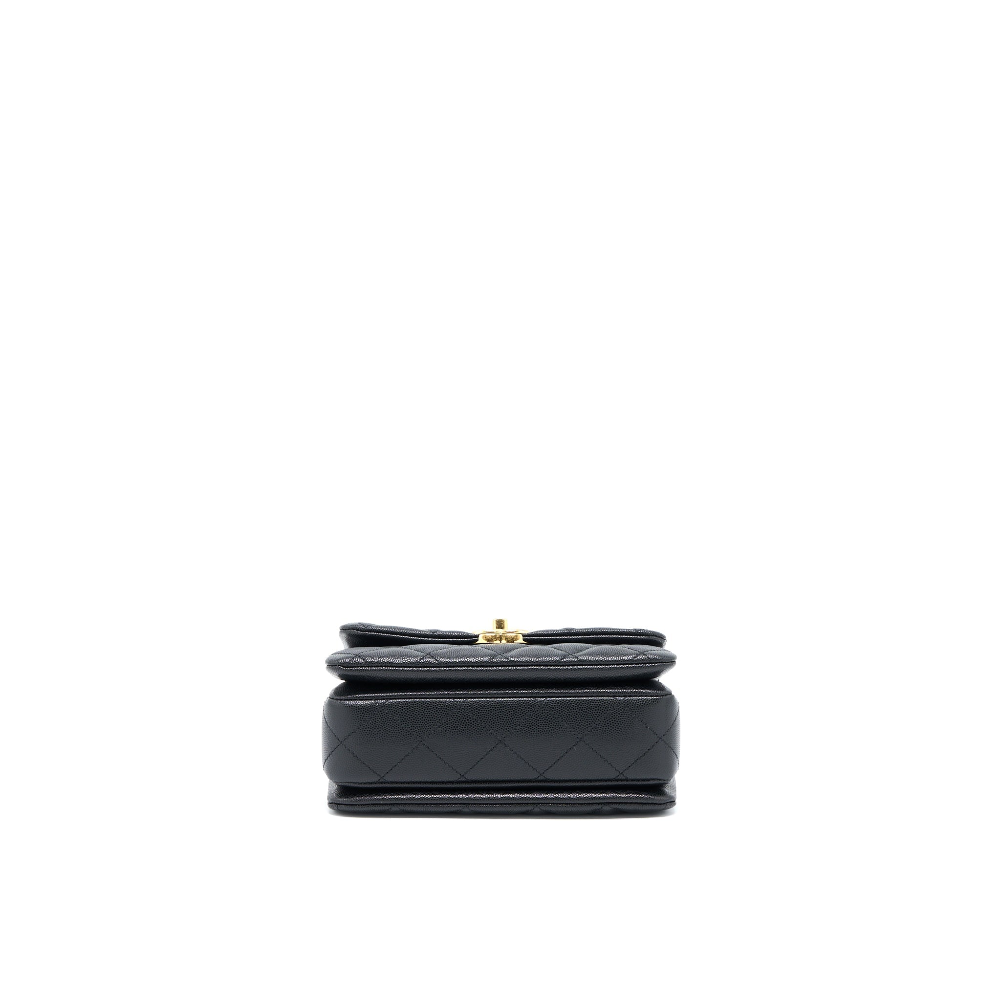 CHANEL 22K COCO FIRST FLAP BAG GRAINED CALFSKIN BLACK GHW(MICROCHIP)