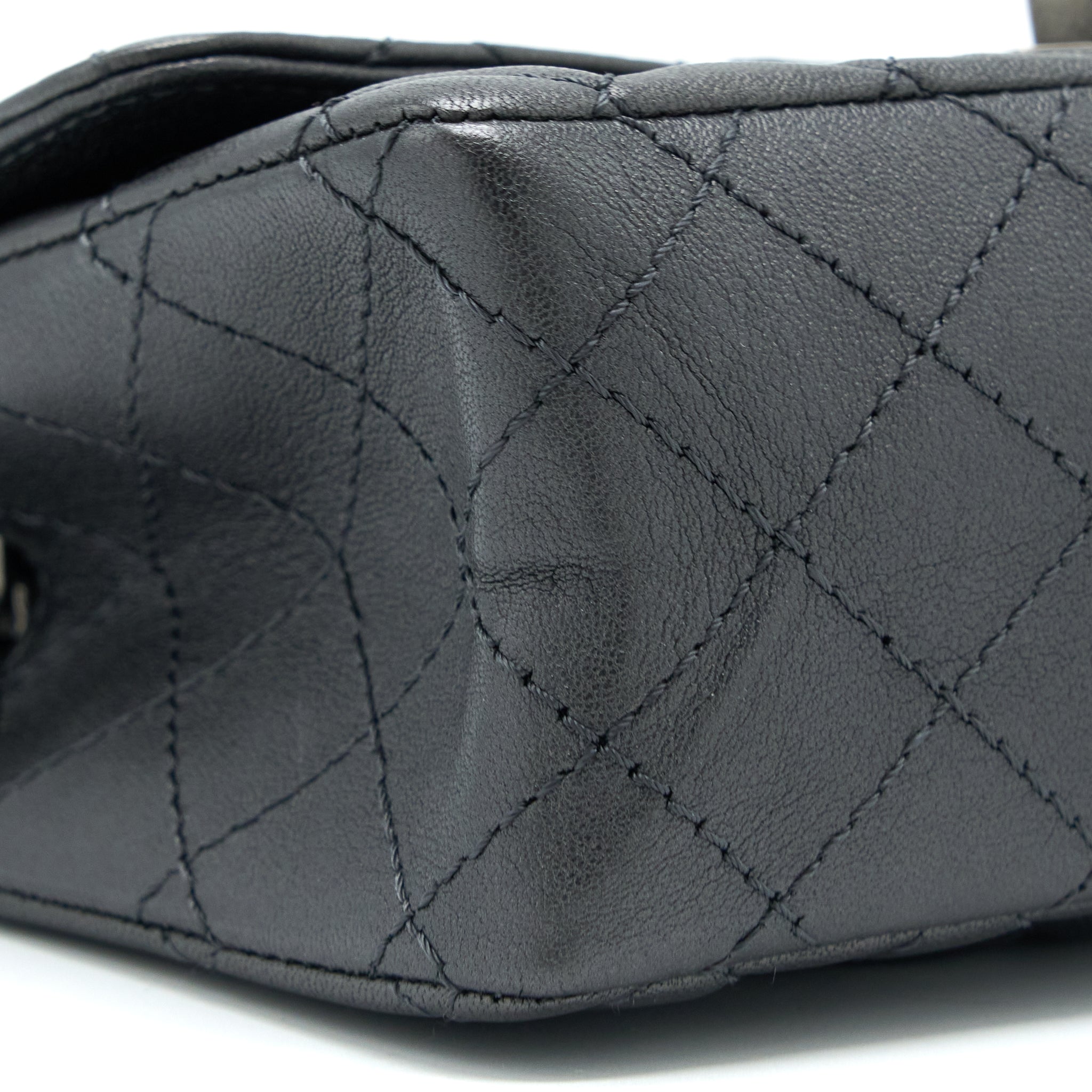 CHANEL MINI 2.55 REISSUE FLAP BAG GOATSKIN DARK GREY RUTHENIUM HARDWARE
