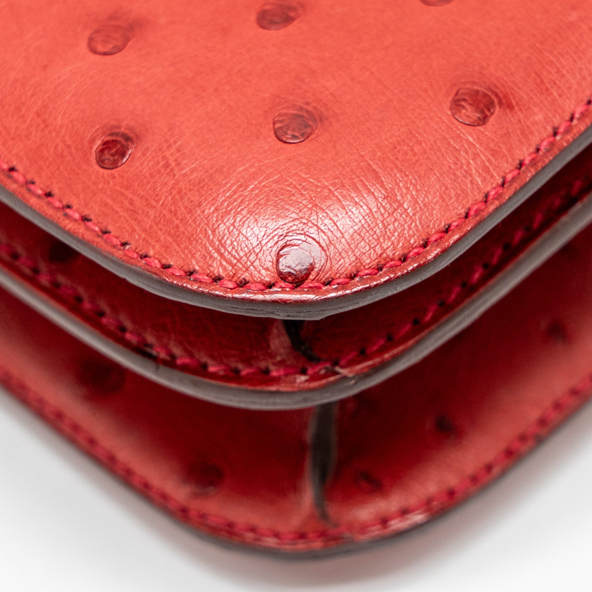 HERMES MINI CONSTANCE OSTRICH ROUGE VIF GHW
