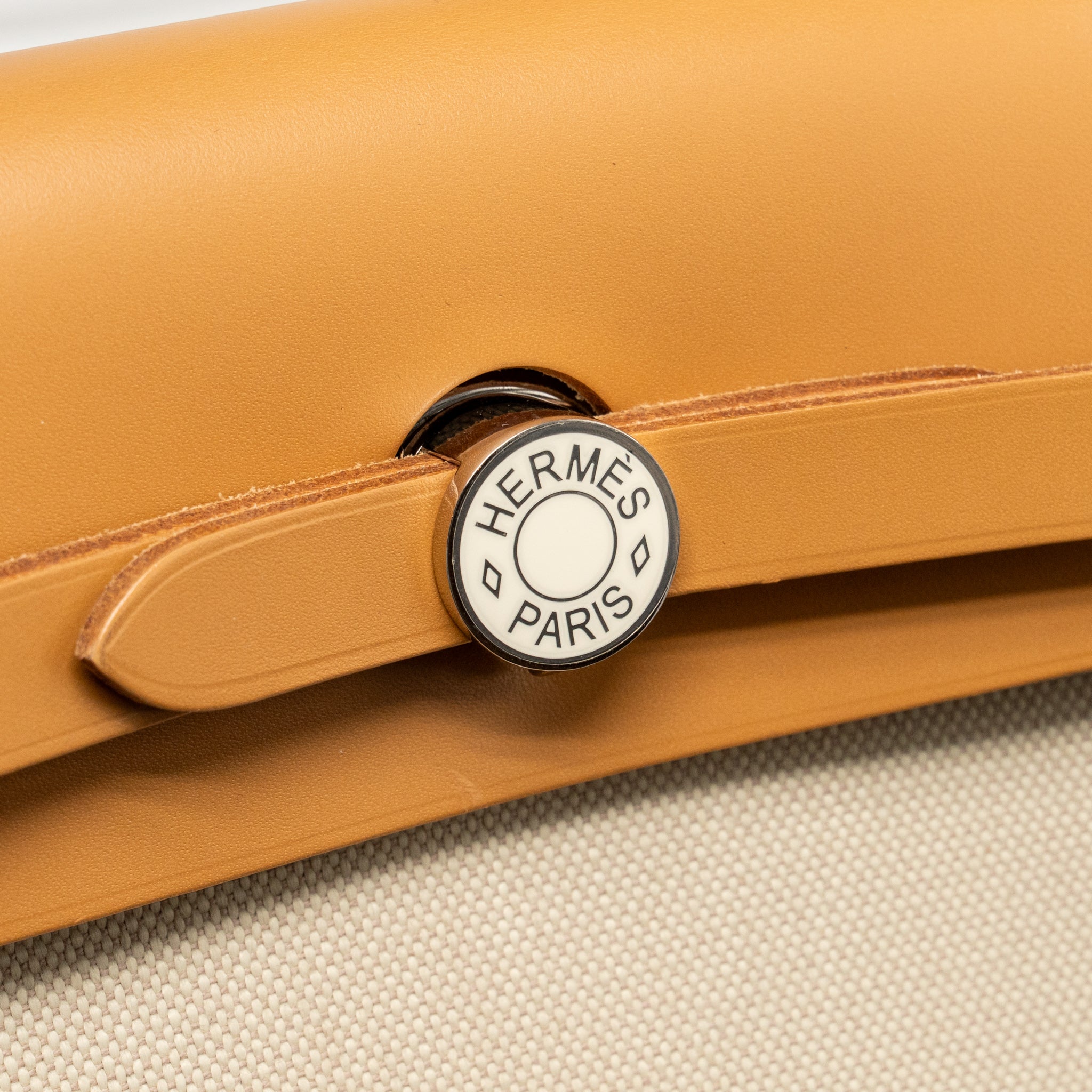 HERMES HERBAG 31 ZIP BAG CANVAS/HUNTER LEATHER BETON/NATA SHW