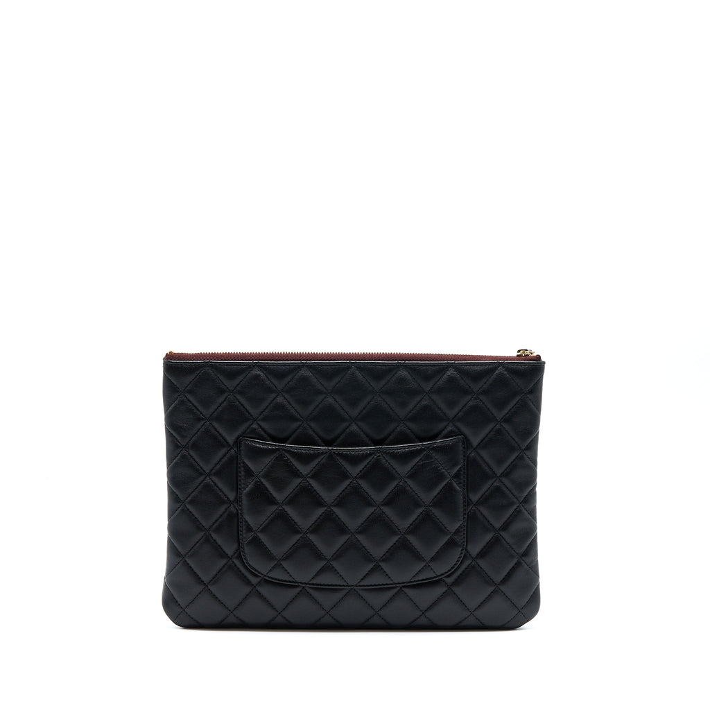 CHANEL O CASE POUCH LAMBSKIN BLACK LGHW
