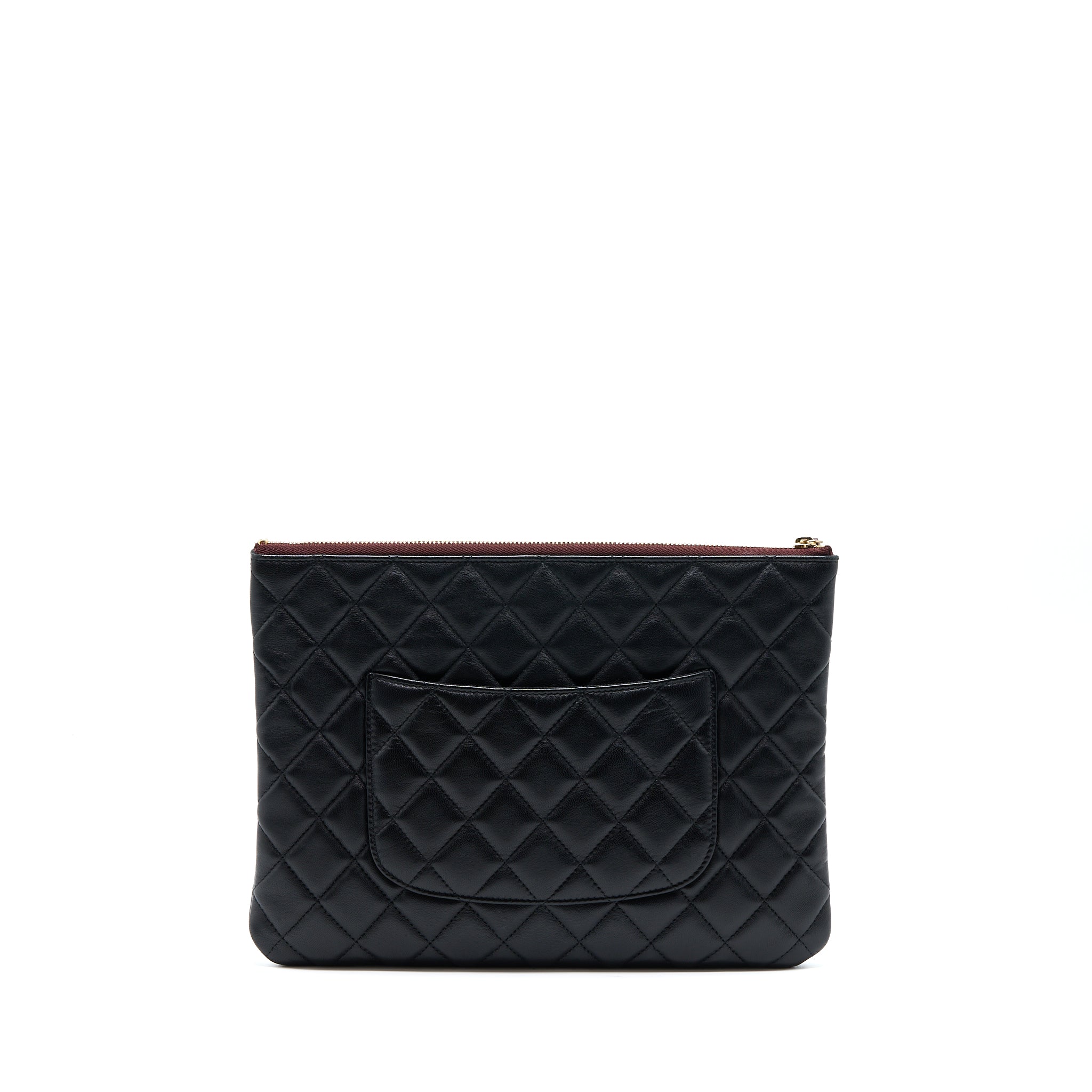 CHANEL O CASE POUCH LAMBSKIN BLACK LGHW