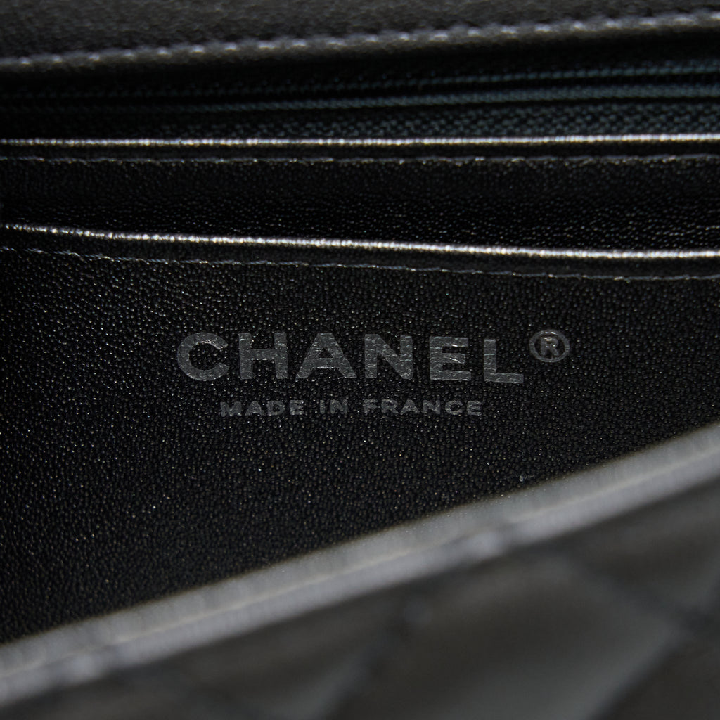 CHANEL MINI 2.55 REISSUE FLAP BAG GOATSKIN DARK GREY RUTHENIUM HARDWARE