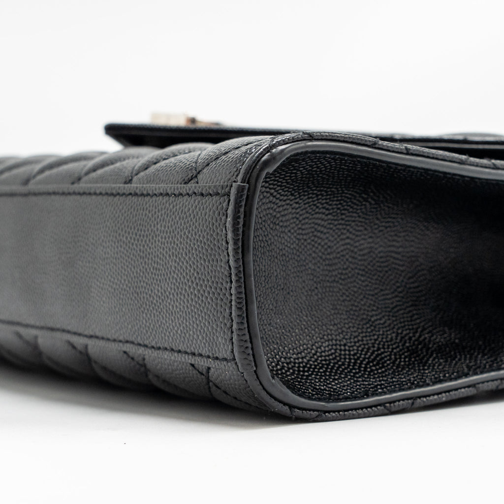 SAINT LAURENT/YSL MEDIUM ENVELOP BAG GRAINED CALFSKIN BLACK SHW