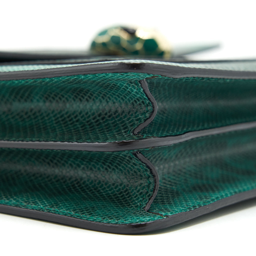 BVLGARI SERPENTI FOREVER SHOULDER BAG FOREST EMERALD GREEN SHINY KARUNG SKIN