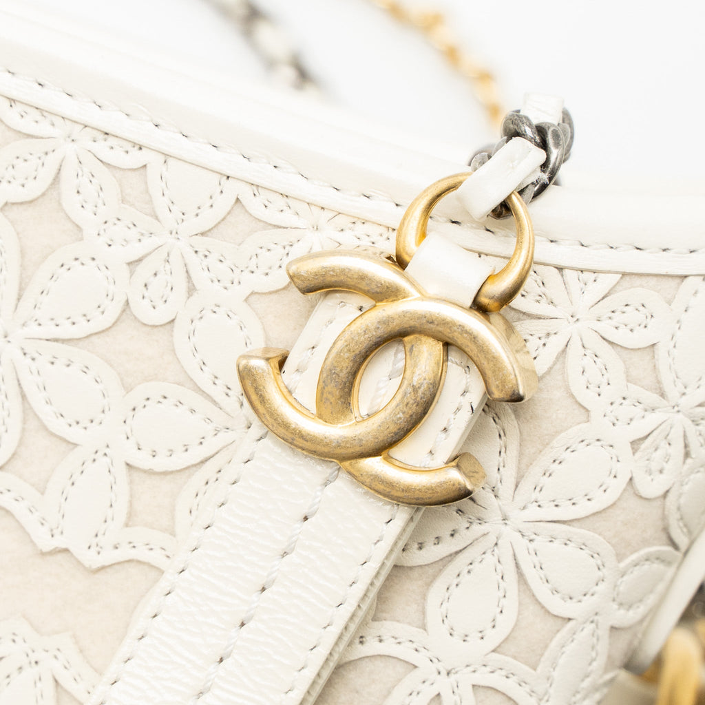 CHANEL SMALL GABRIELLE HOBO BAG LIMITED EDITION CALFSKIN WHITE MULTICOLOUR HARDWARE