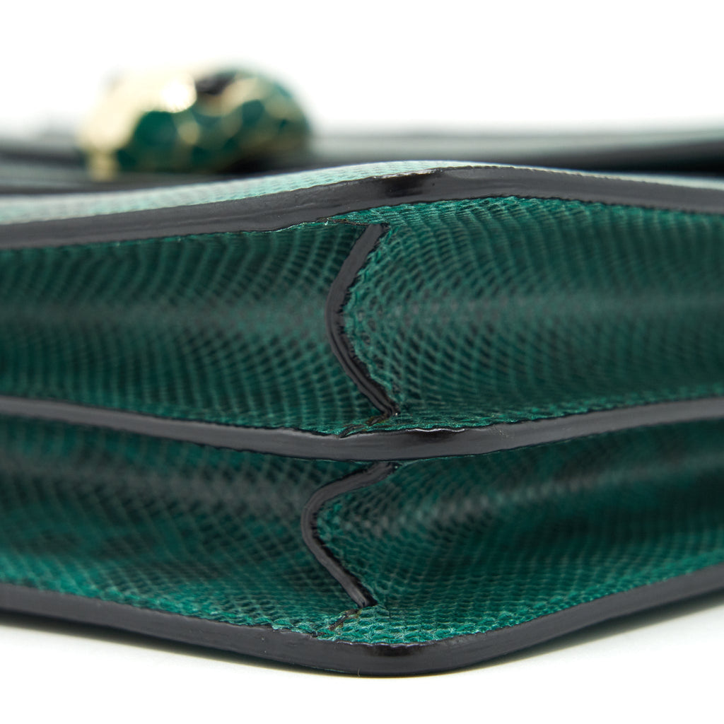 BVLGARI SERPENTI FOREVER SHOULDER BAG FOREST EMERALD GREEN SHINY KARUNG SKIN