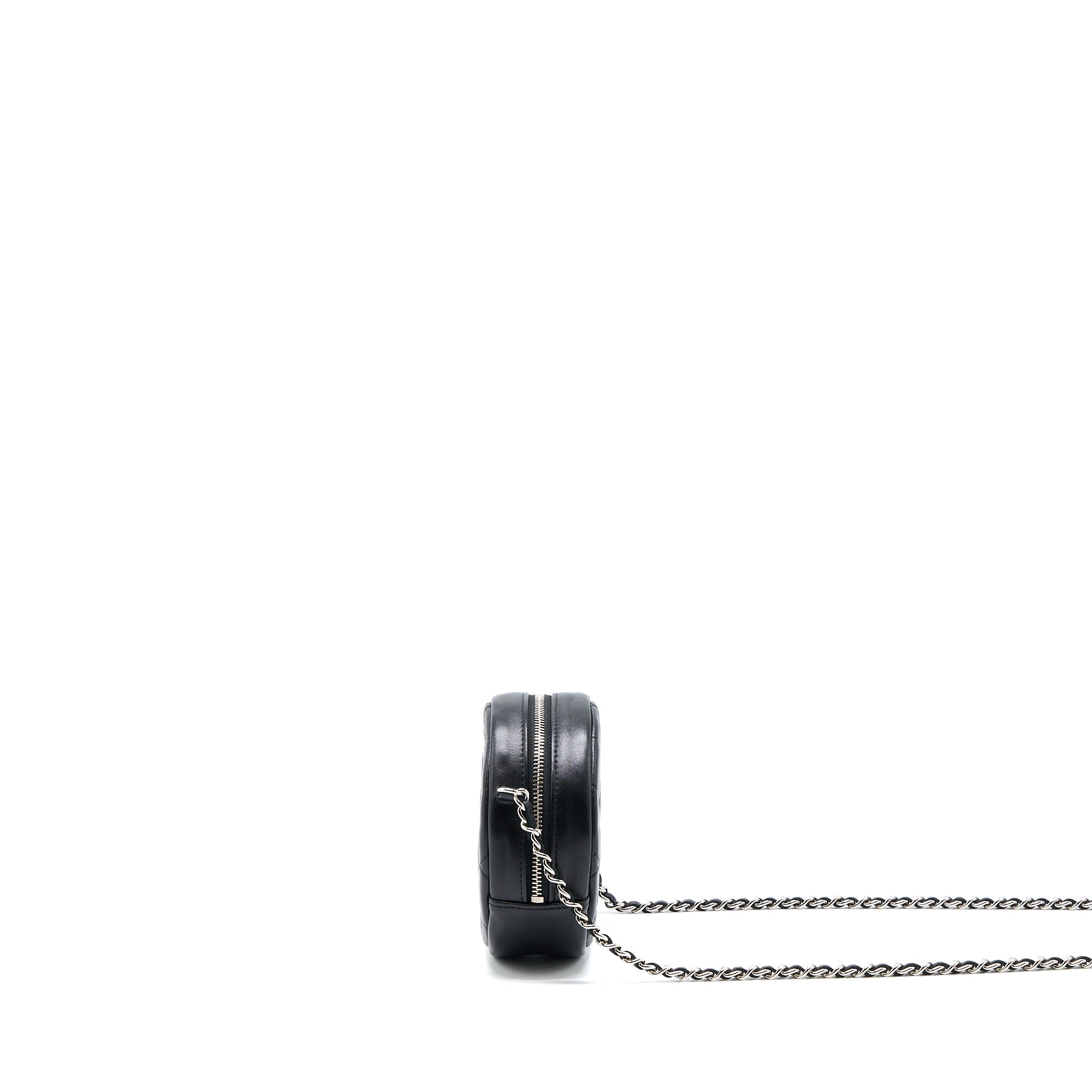 CHANEL ROUND CLUTCH WITH CHAIN LAMBSKIN BLACK SHW