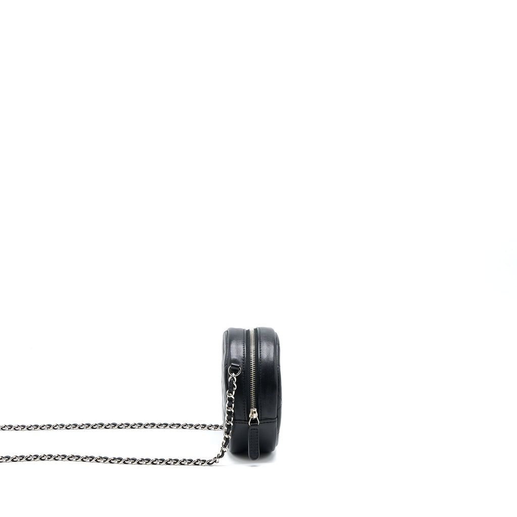 CHANEL ROUND CLUTCH WITH CHAIN LAMBSKIN BLACK SHW