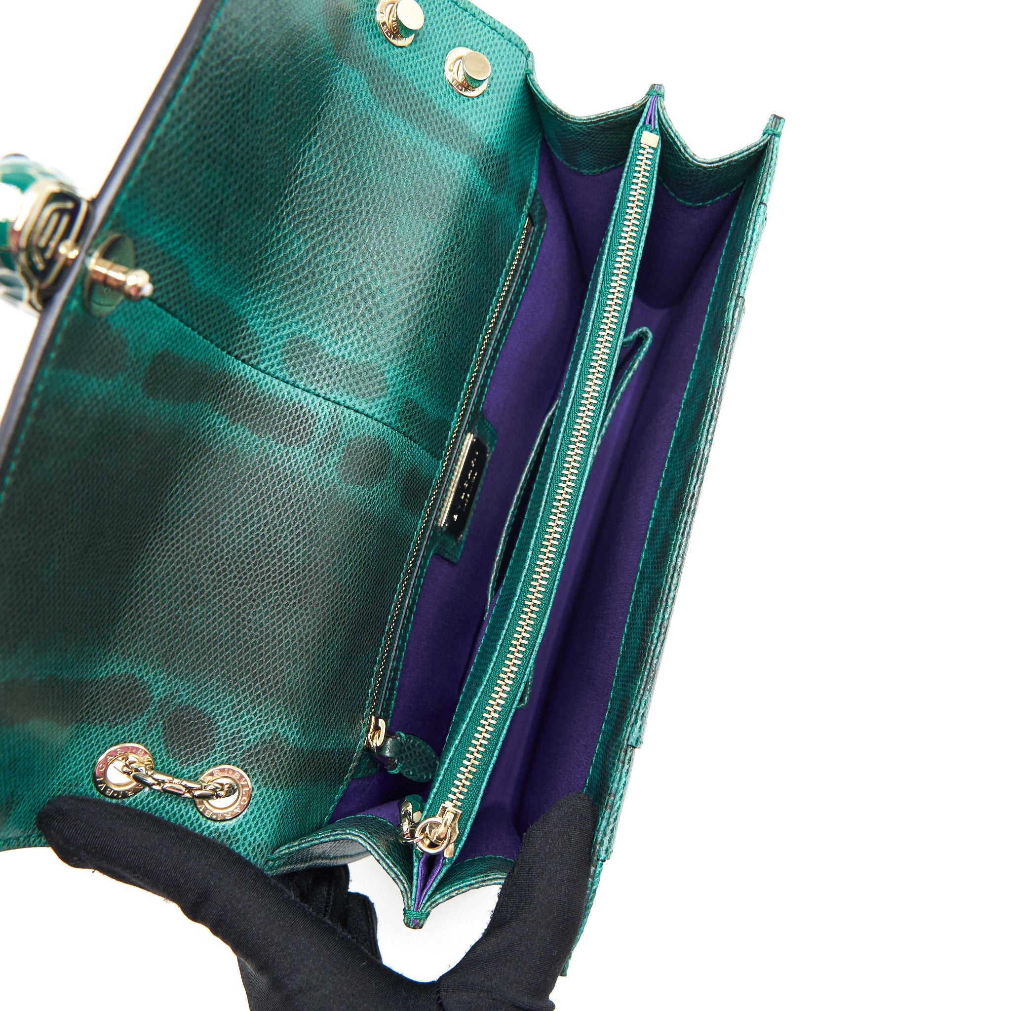 BVLGARI SERPENTI FOREVER SHOULDER BAG FOREST EMERALD GREEN SHINY KARUNG SKIN