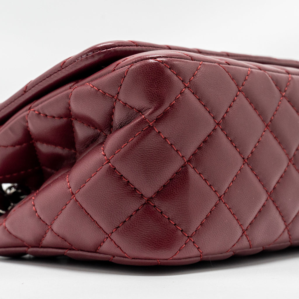 CHANEL CHEVRON FLAP BAG LAMBSKIN DARK RED SHW