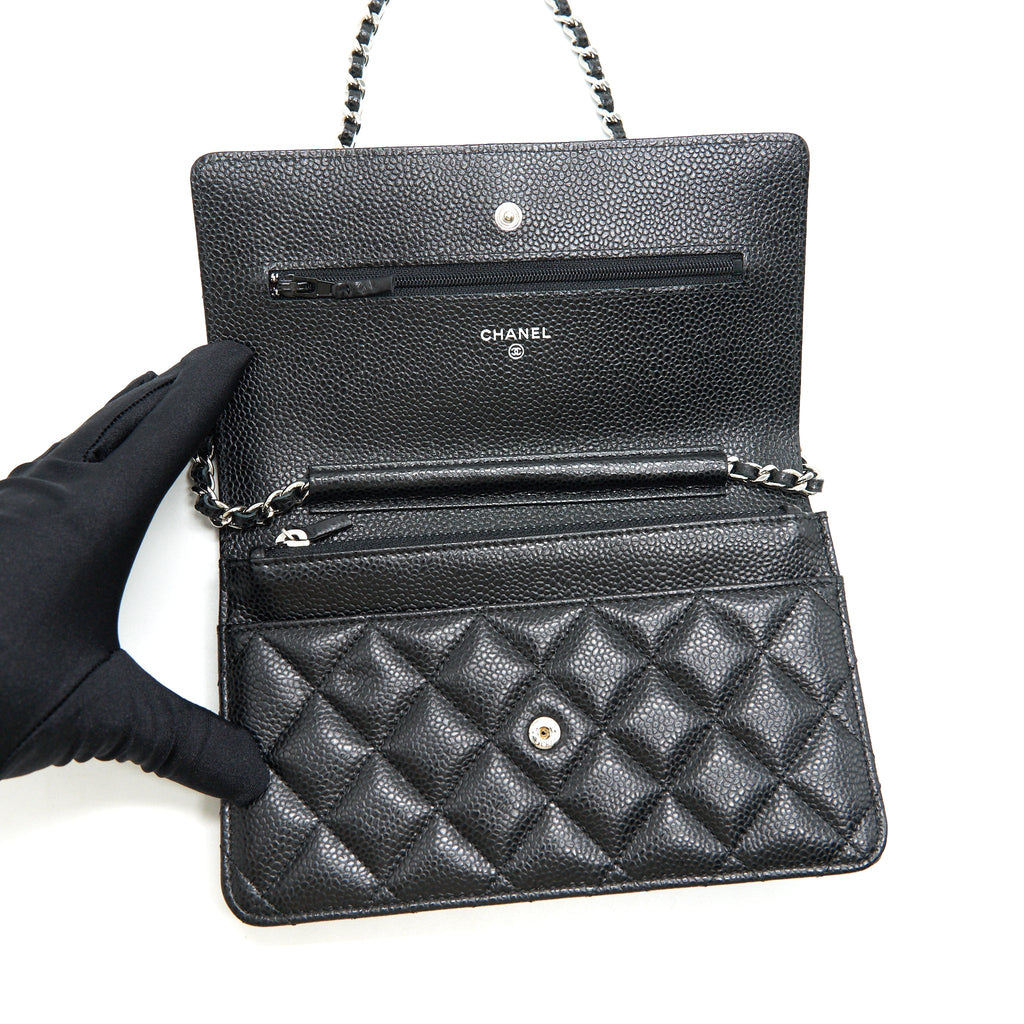CHANEL CAVIAR CLASSIC WALLET ON CHAIN BLACK CAVIAR SHW