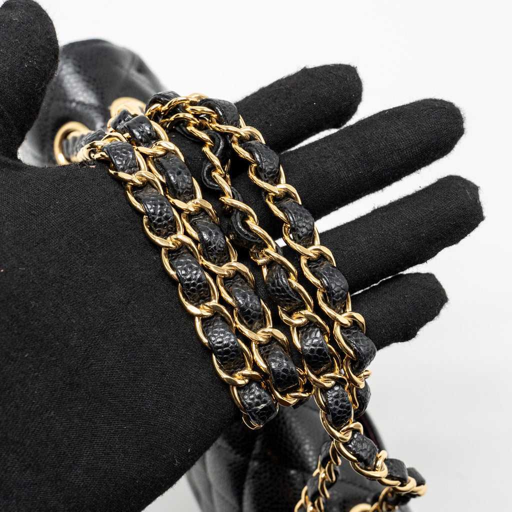 CHANEL MEDIUM CLASSIC DOUBLE FLAP BAG CAVIAR BLACK GHW