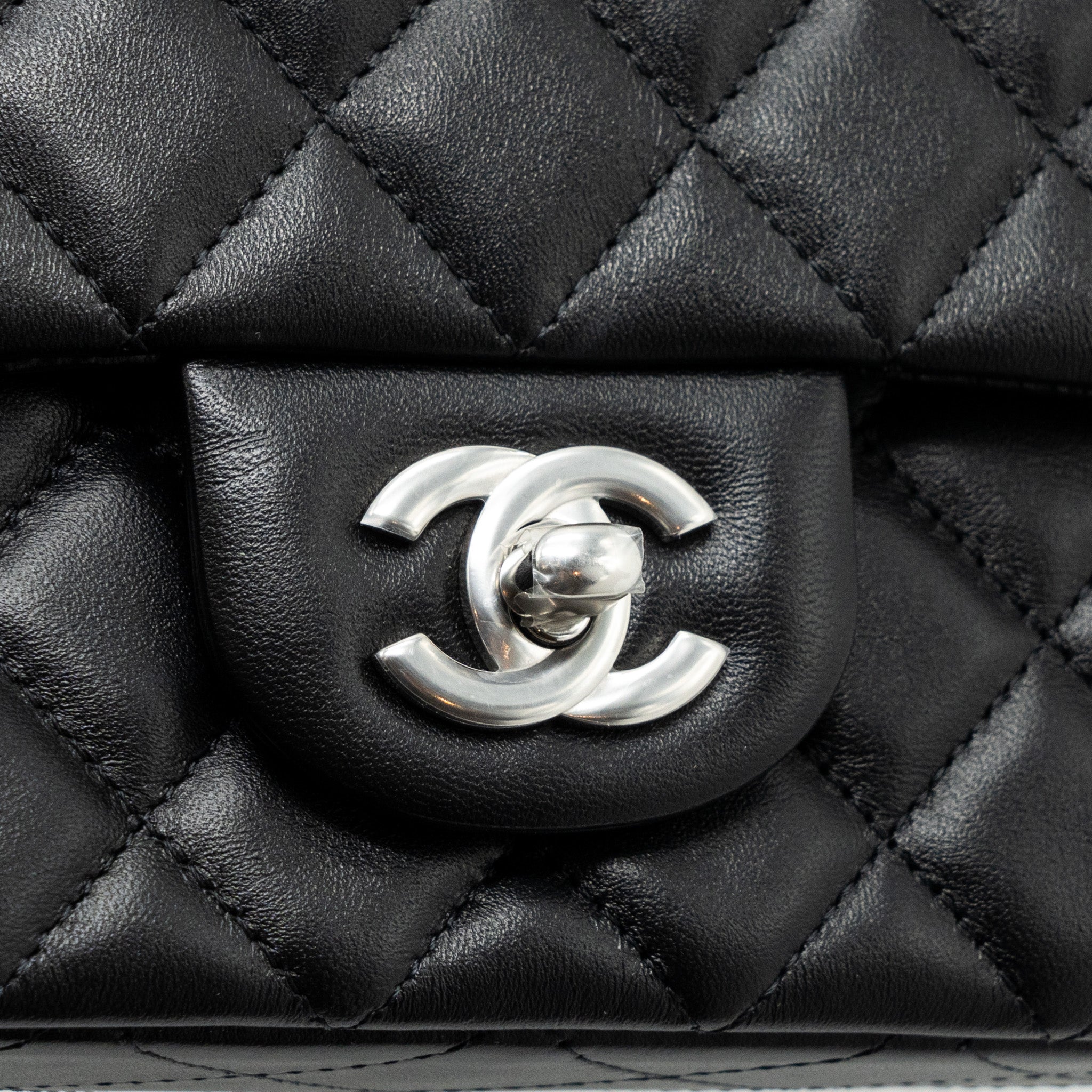CHANEL MINI RECTANGULAR FLAP BAG LAMBSKIN BLACK SHW (MICROCHIP)