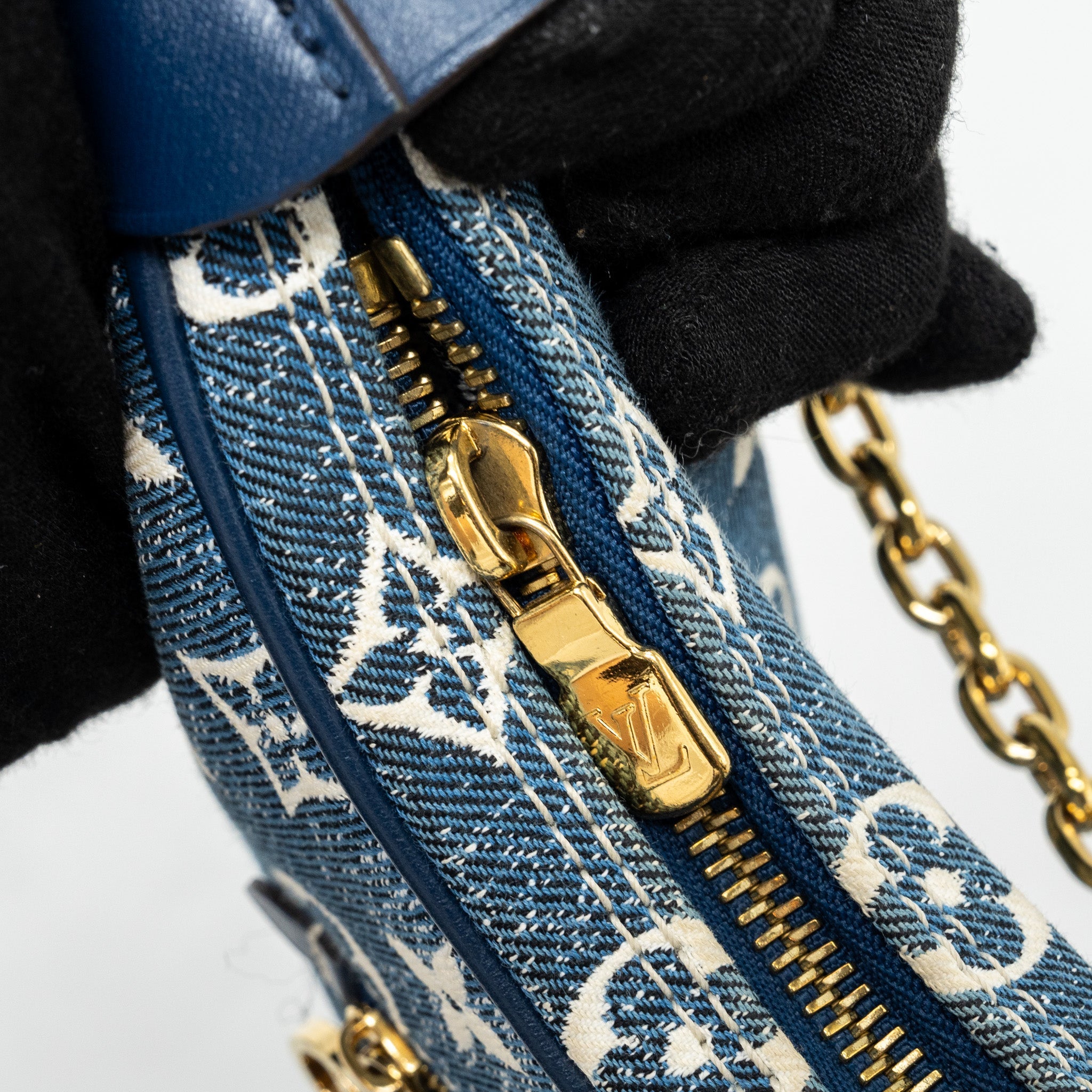 LOUIS VUITTON HALF-MOON LOOP BAGUETTE BAG DENIM BLUE GHW (NEW VERSION)