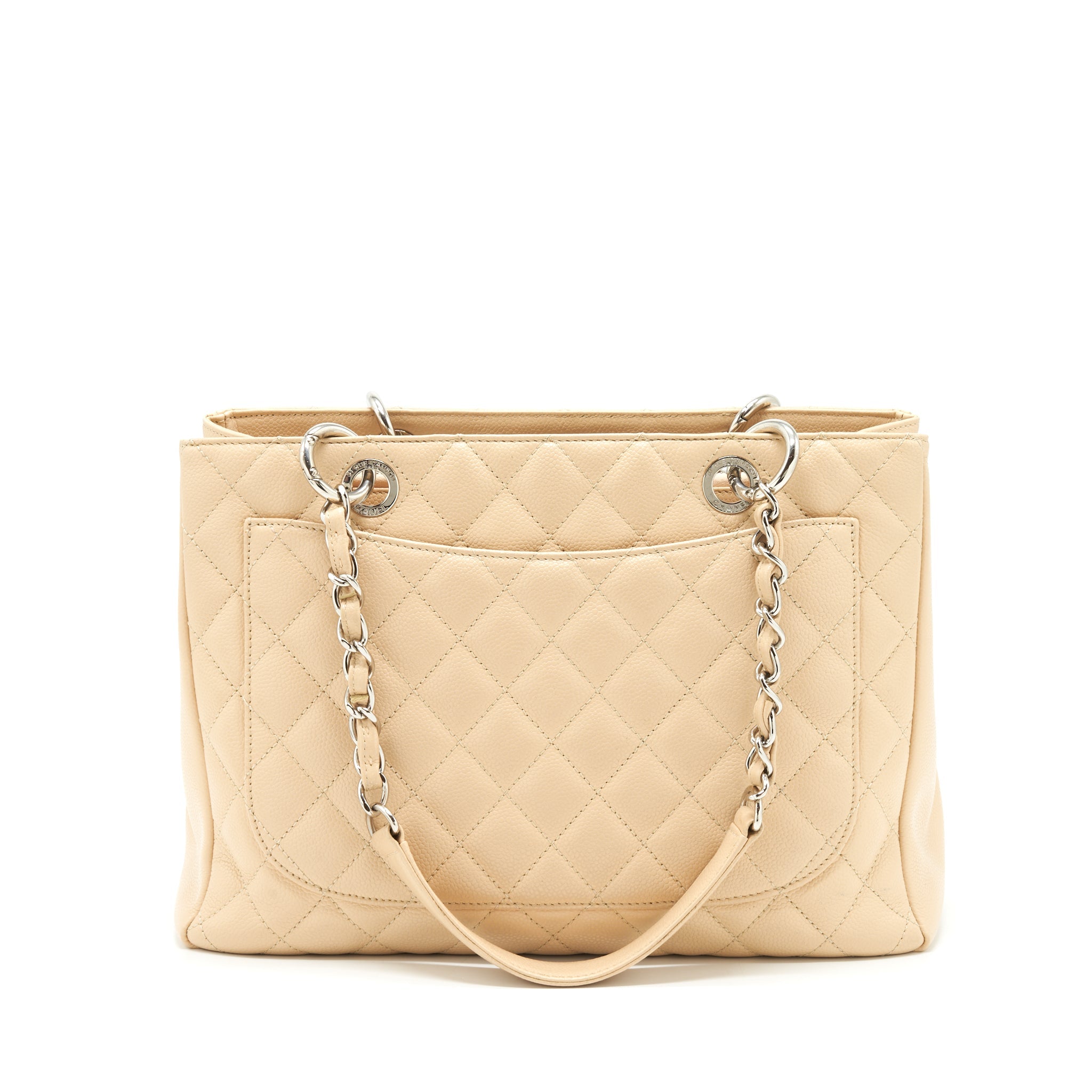 CHANEL GRAND SHOPPING TOTE BAG CAVIAR BEIGE SHW