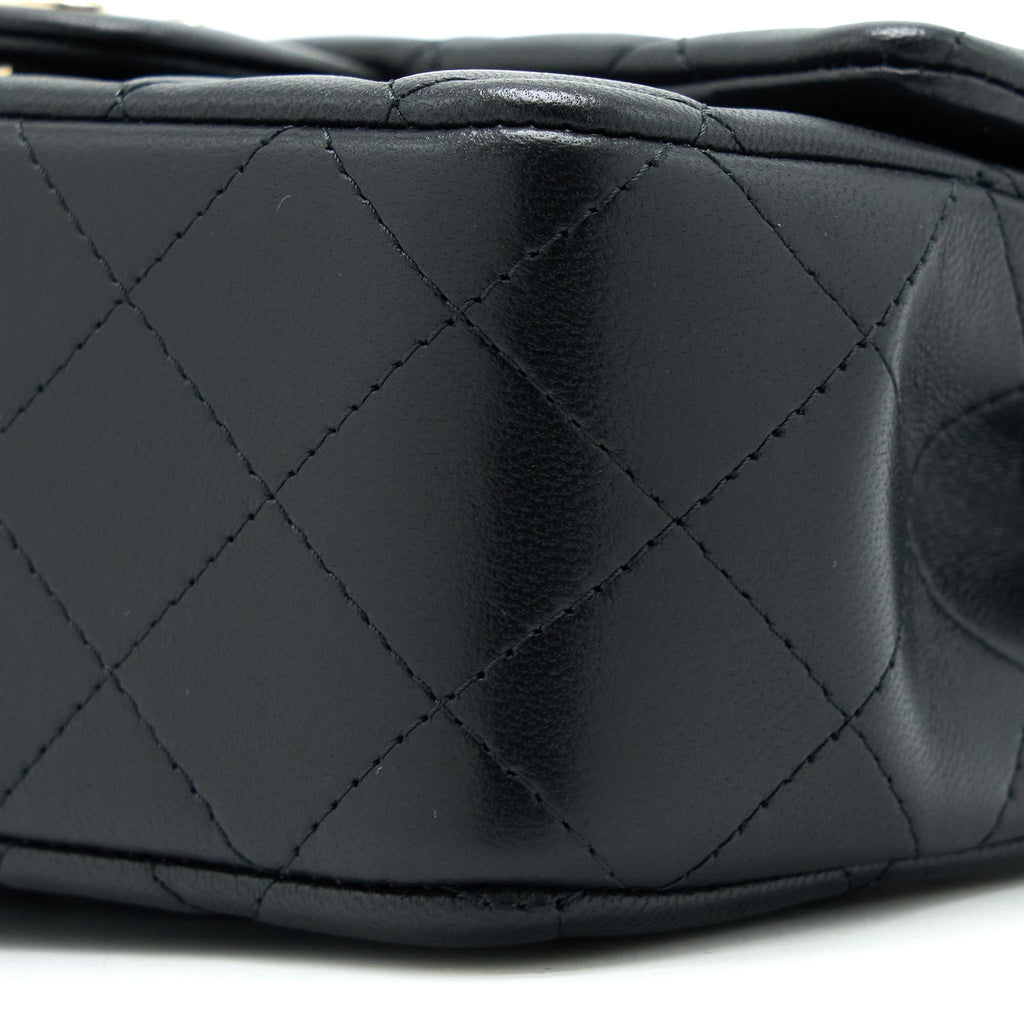 CHANEL TOP HANDLE MINI RECTANGULAR FLAP BAG LAMBSKIN BLACK LGHW (MICROCHIP)