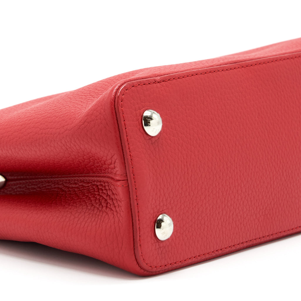 LOUIS VUITTON CAPUCINES PM CALFSKIN RED WITH PYTHON HANDLE RUBIS SHW