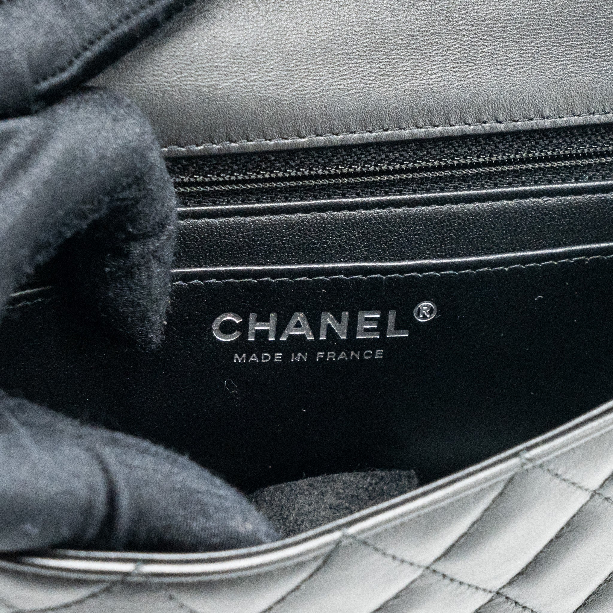 CHANEL MINI RECTANGULAR FLAP BAG LAMBSKIN BLACK SHW (MICROCHIP)