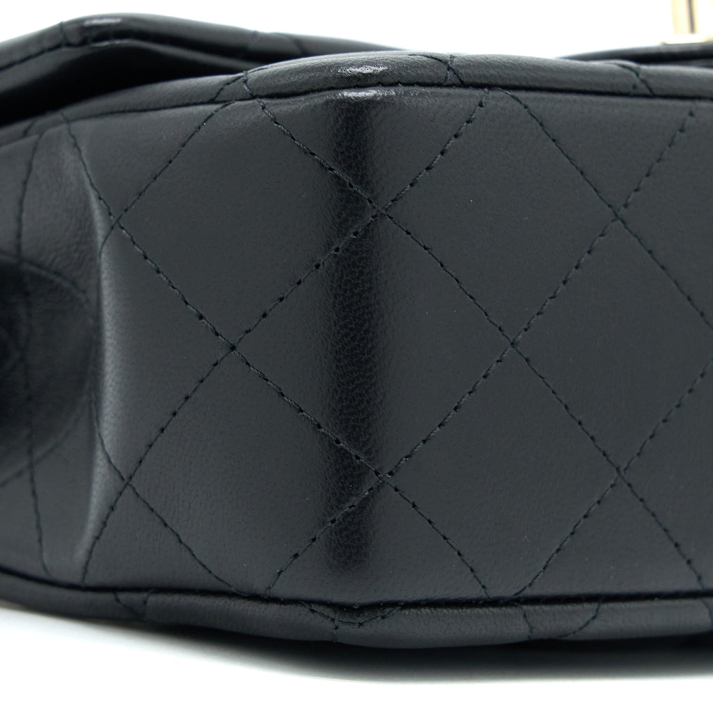 CHANEL TOP HANDLE MINI RECTANGULAR FLAP BAG LAMBSKIN BLACK LGHW (MICROCHIP)