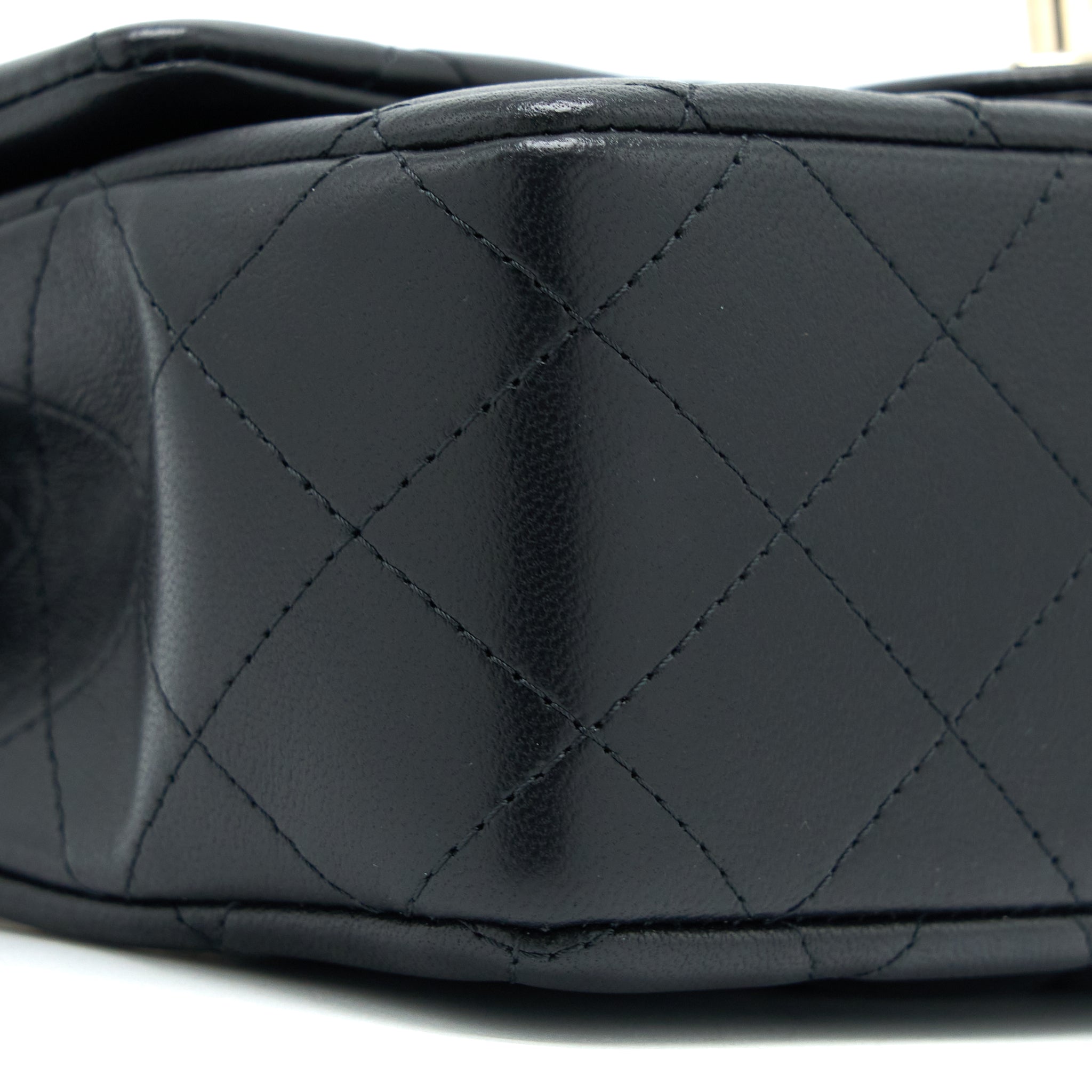 CHANEL TOP HANDLE MINI RECTANGULAR FLAP BAG LAMBSKIN BLACK LGHW (MICROCHIP)