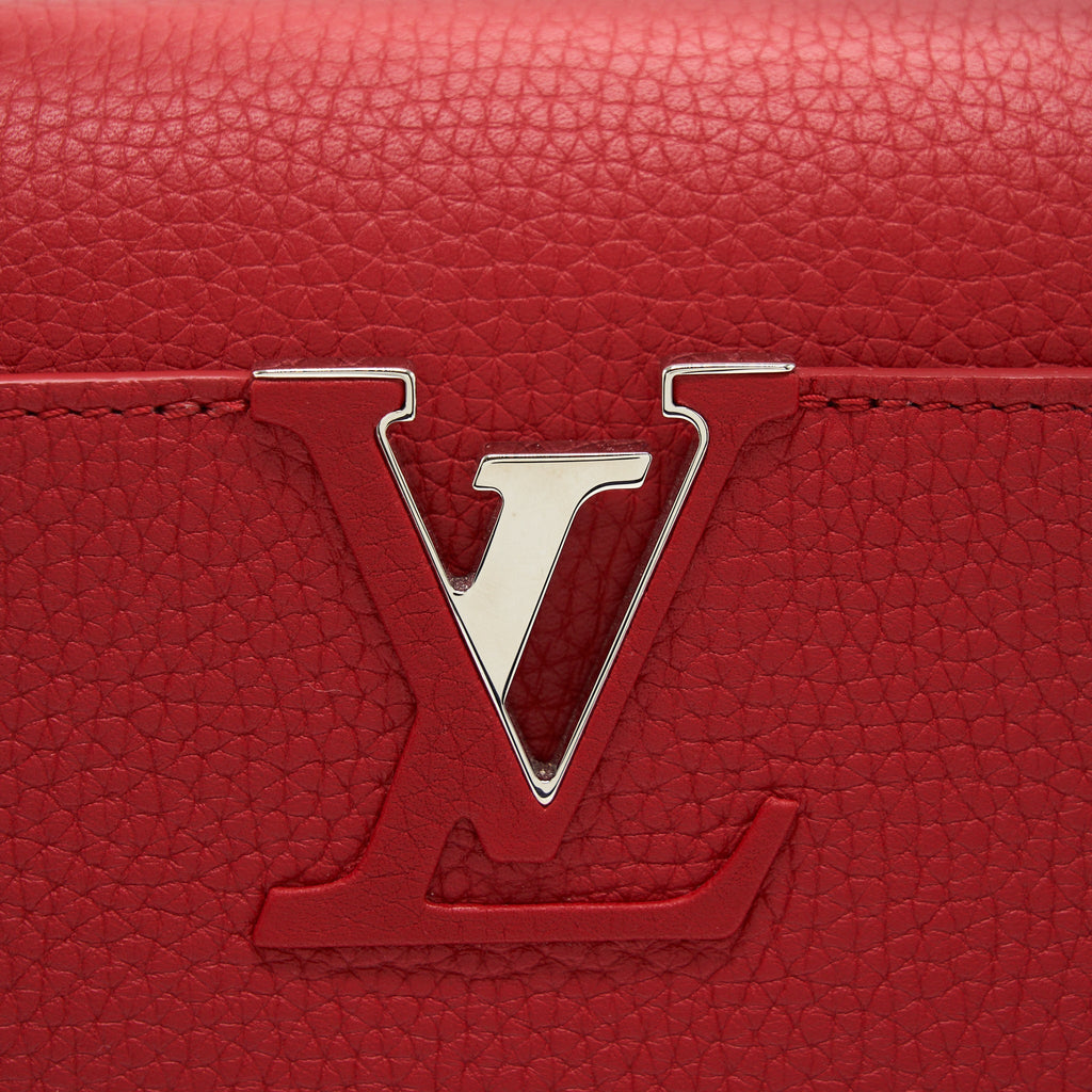 LOUIS VUITTON CAPUCINES PM CALFSKIN RED WITH PYTHON HANDLE RUBIS SHW