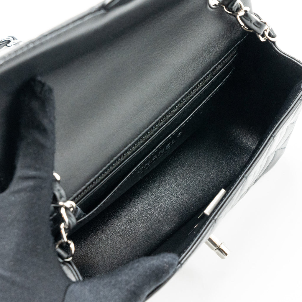 CHANEL MINI RECTANGULAR FLAP BAG LAMBSKIN BLACK SHW (MICROCHIP)