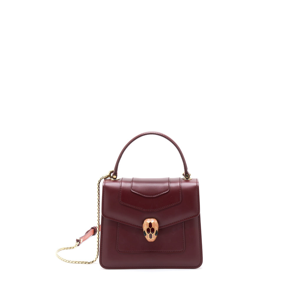 BVLGARI SERPENTI FOREVER TOP HANDLE BAG CALFSKIN RED