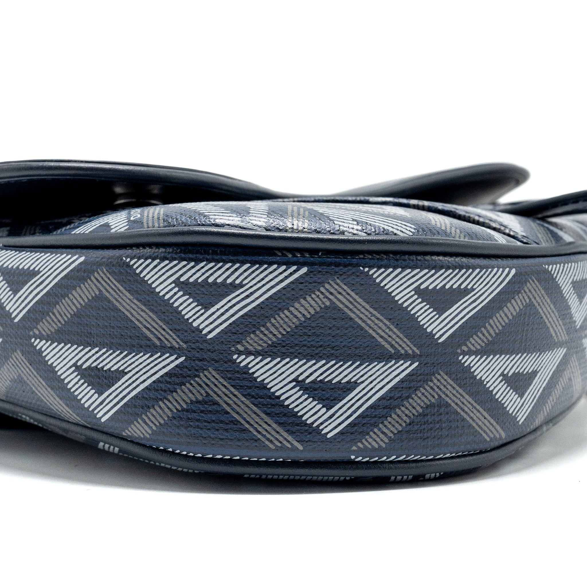 DIOR HOMME SADDLE BAG CD DIAMOND CANVAS/SMOOTH CALFSKIN NAVY BLUE SHW