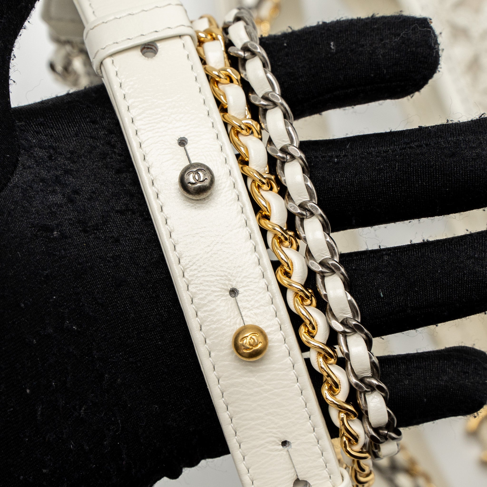 CHANEL SMALL GABRIELLE HOBO BAG LIMITED EDITION CALFSKIN WHITE MULTICOLOUR HARDWARE