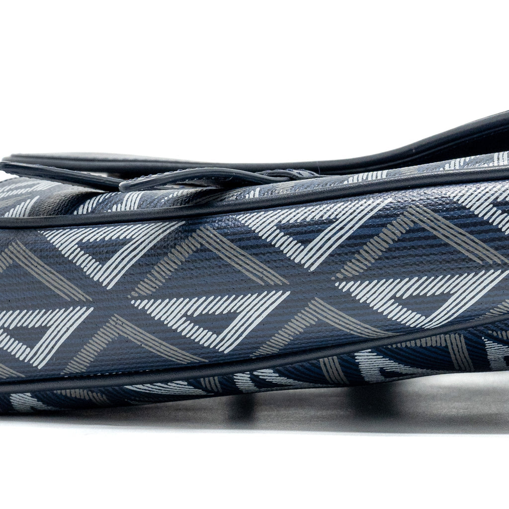 DIOR HOMME SADDLE BAG CD DIAMOND CANVAS/SMOOTH CALFSKIN NAVY BLUE SHW