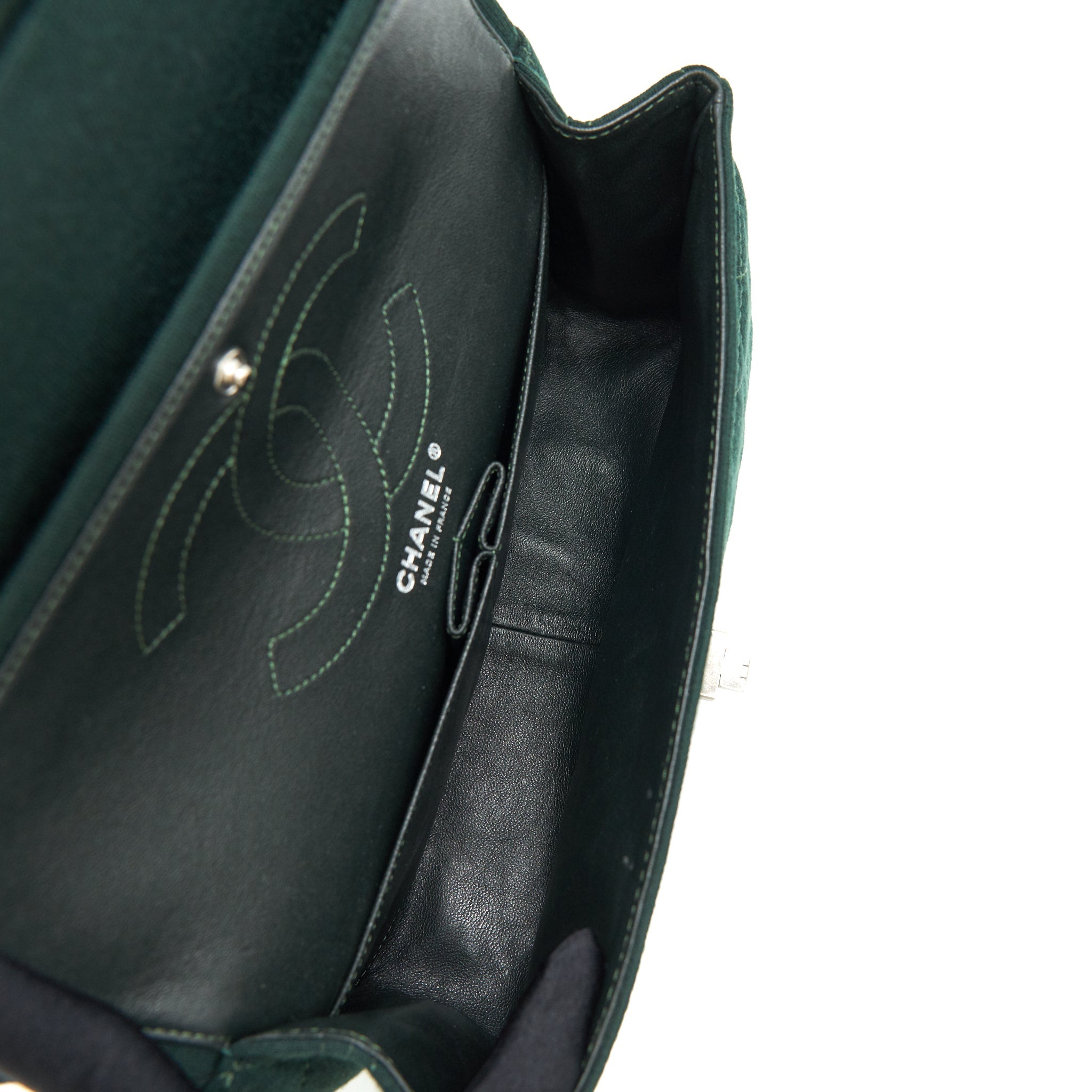 CHANEL REISSUE 2.55 226 FLAP BAG FABRIC DARK GREEN SHW