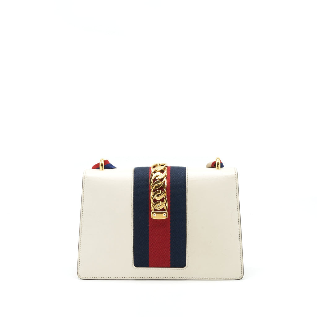 GUCCI SMALL SYLVIE BAG WHITE GHW